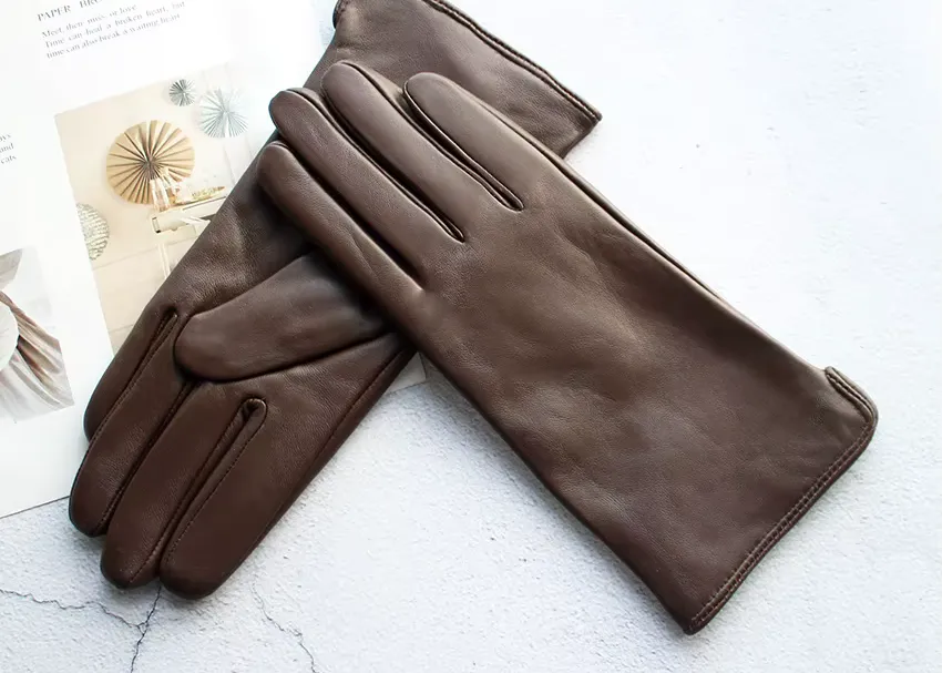 Color Sheepskin Leather Gloves Women's Straight Style Wool Lining Fall – best price online | Kadoo Click