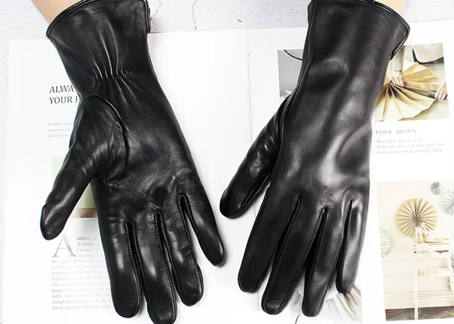 Color Sheepskin Leather Gloves Women's Straight Style Wool Lining Fall – best price online | Kadoo Click